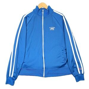 Vintage 1980s Champion UC Irvine Track Jacket – Blue with White Stripes, Size XL